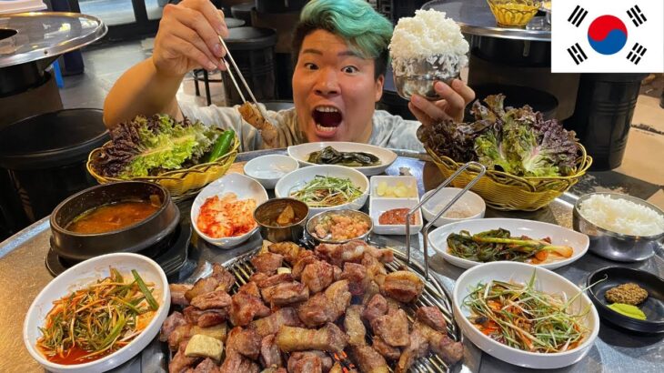 【店員ドン引き?!】韓国の焼肉店でサムギョプサルを本気で大食いしてみた結果…