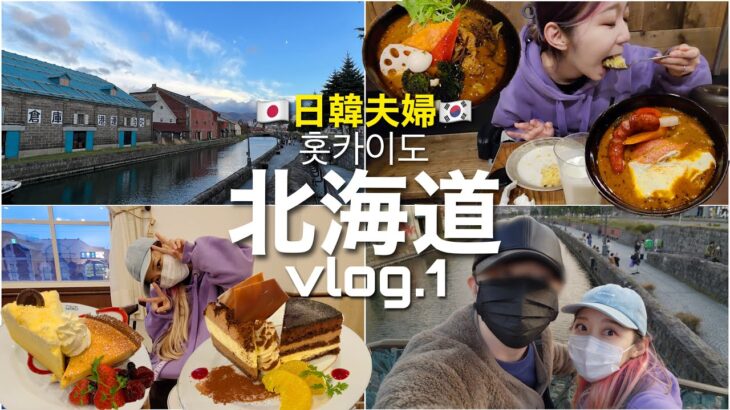 韓国在住、日韓夫婦の北海道旅行vlog 1日目！韓国人旦那、初めての北海道市場でテンション爆あがり(笑)【モッパン】