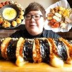 【大食い】韓国料理店の人気メニューベスト３を爆食い！UFOチキンフォンデュ、チーズチヂミ、チーズキンパが最高すぎた【モッパン】