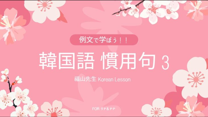 たくさんの例文で学ぼう！韓国語の慣用句３ (2)