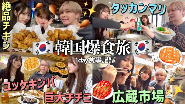 【Vlog】韓国で好きなだけ食べる幼馴染の1日食事記録🇰🇷🍲限界知らずの胃袋を満たす最高の旅が幸せすぎた🎀