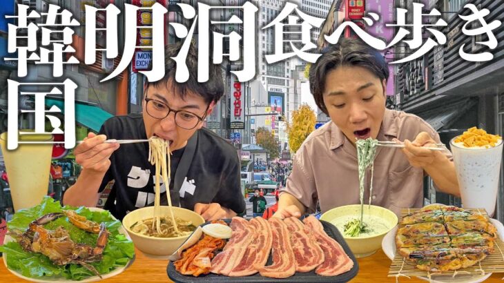 【ぼったくり注意】念願の明洞で韓国料理食べ歩きモッパン🥟🍟💦オススメスポット、グルメ、オリーブヤングでコスメ買い物！