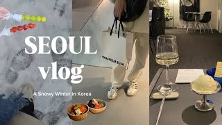 【韓国vlog】雪の韓国旅行vlog✈︎♡｜ワインとアイスのカフェ🍨🍾/ｸﾞﾘｰｸﾖｰｸﾞﾙﾄ🥣/弘大/延南洞/東大門/聖水/ソウルの森/龍山/孔徳/麻浦/仁川