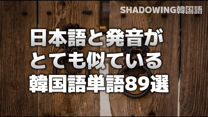 [シャドーイング韓国語] 日本語と発音がとても似ている韓国語単語89選