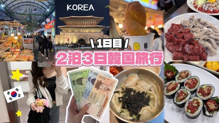 【韓国旅行vlog】Part①/7年振りの渡韓🇰🇷広蔵市場食べ歩き🍽/東大門/オリヤン🛍