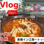【韓国Vlog】6泊7日ソウル旅！1日目/江南東横イン泊/大人気トックトリタン/江南駅地下街/江南スーパー/江南夕食/アラフィフふたり旅