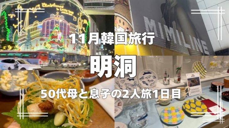 【11月韓国旅行Vlog】絶品サムギョプサル、MIMILINE、nyunyu house|50代母と息子のソウル旅🇰🇷1日目