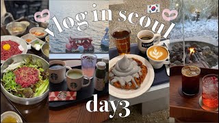【韓国vlog】2022年2回目の韓国旅行🇰🇷💞/4泊5日のDAY3🤍/観光タクシーで色んなとこを巡る🚖/広蔵市場/ローカルな豚カルビ屋さん🐷/漢江スタバとクロッフル🥐☕️/大学生