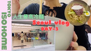 【Seoul Vlog Day-3】人生イチ！最高冷麺/韓国旅行2泊3日/最終日/平壌冷麺/乙密台/ホンデ/弘大/VISUAL AID/南大門市場/仁川空港/韓国ファッション/買物/酒/夫婦旅行