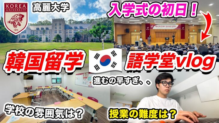 【韓国留学】高麗大学 語学堂の1日Vlog｜初日のオリエンテーションの様子（入学式）｜クラス分けレベルテスト｜授業内容＋難度｜初めての語学留学｜韓国旅行2024年