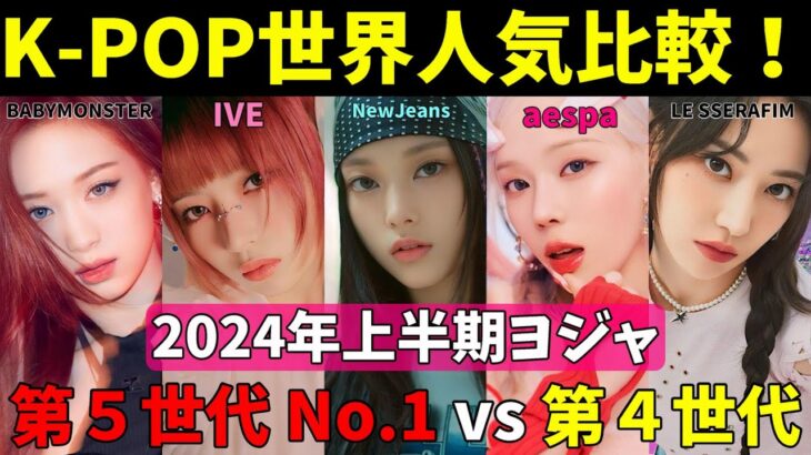 第五世代女王 vs 第四世代【2024上半期】K-POP女性グループ国別検索比較！【NewJeans IVE aespa LE SSERAFIM BABYMONSTER】