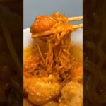 tteokbokki sauce ramen with fried chicken #asmr #koreanfood