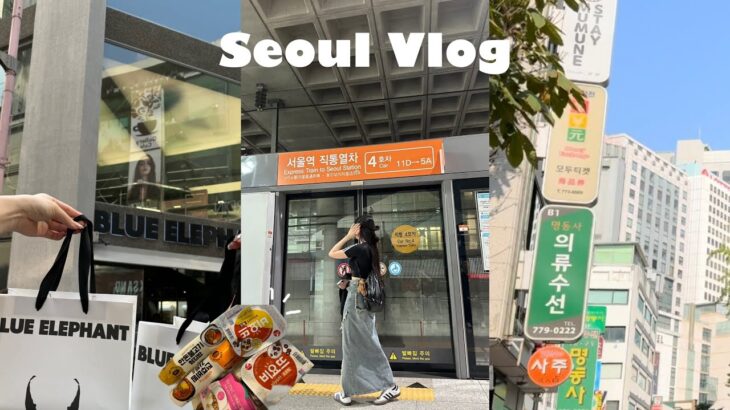 Vlog | 超弾丸💨1泊2日秋の韓国旅行🇰🇷🐿 明洞ショッピング🛒念願BLUE ELEPHANT🕶オリヤン、ダイソー、ロッテマート等◎韓国入門編～