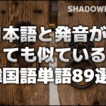 [シャドーイング韓国語] 日本語と発音がとても似ている韓国語単語89選