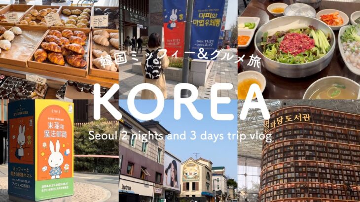 ［韓国vlog］夫婦で2泊3日 ソウル グルメ旅🇰🇷✈️ | 60周年ミッフィー展 | 明洞 聖水 安国 東大門 を巡る| onion ピョルマダン図書館 | SUB