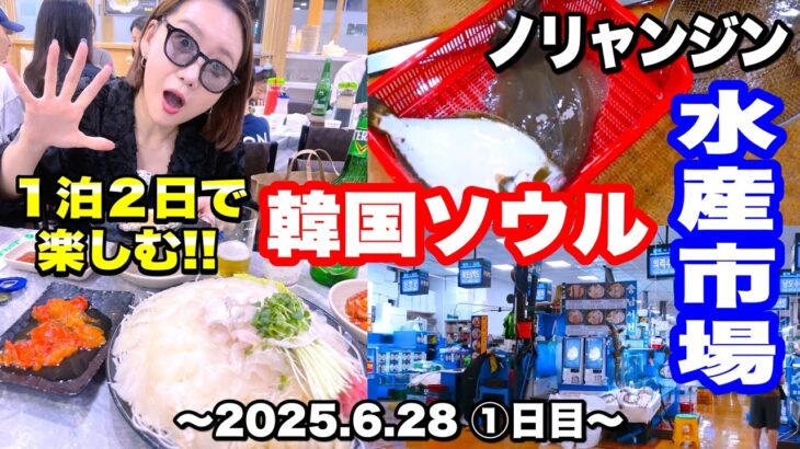 【韓国旅行】2025年6月28日〜1泊2日女子旅vlog🇰🇷ノリャンジン水産市場