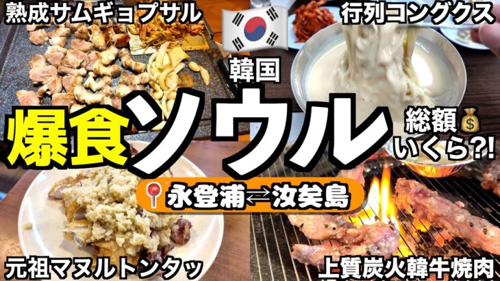 【韓国ソウル食べ歩き】永登浦〜汝矣島の地元民が並ぶ激ウマローカル飯を片っ端から爆食ハシゴ！韓国グルメVlog🇰🇷３泊４日食べ歩き総額教えます