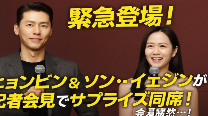 ライブ！ヒョンビンとソン・イェジンが記者会見でファンをサプライズ！