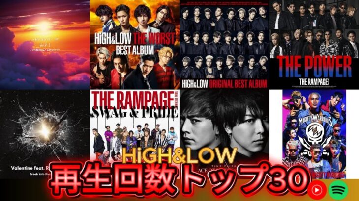 【トップ30】HiGH&LOW / 楽曲再生回数ランキング🎵 #HIGH_LOW #ハイロー